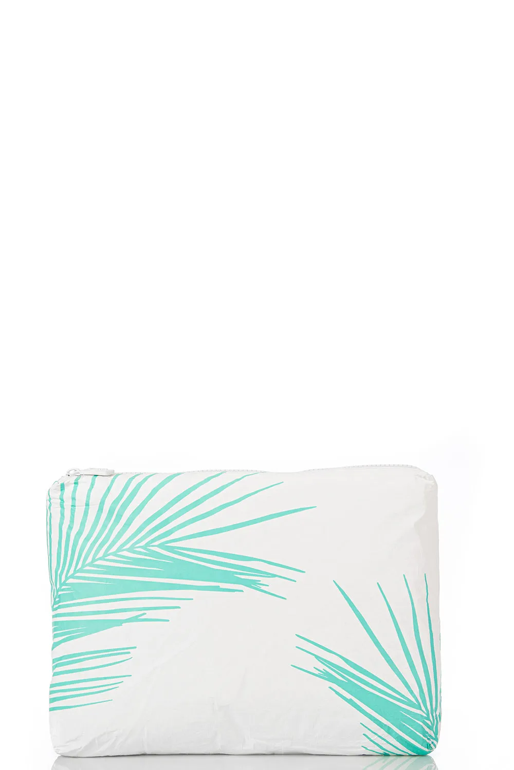 ALOHA Collection Mid Fronds Pouch in Neon Turquoise sold by Society Bikini