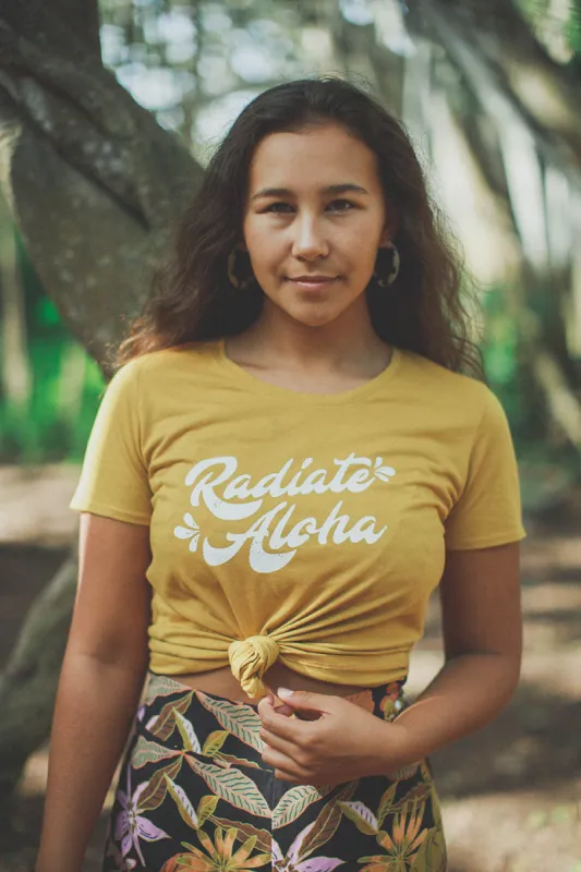 Dolkii Tee Radiate Aloha II in Pineapple sold by Society Bikini