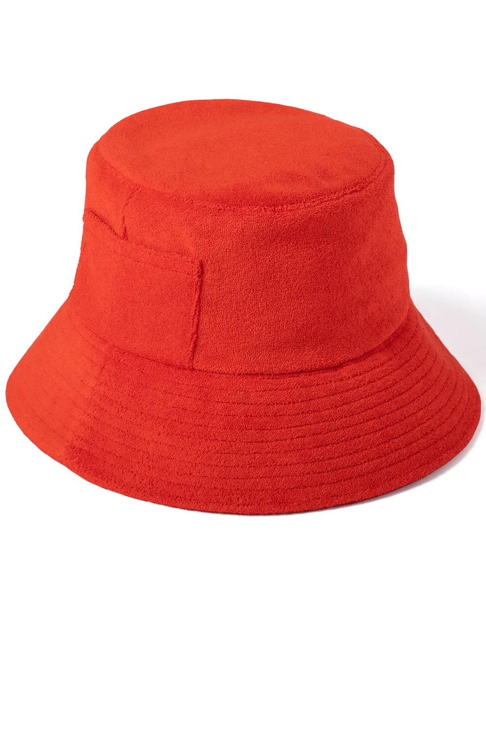Lack of Color Terry Wave Bucket Hat in Cherry Red sold by Society Bikini