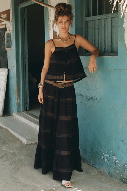 SPELL Teodora Maxi Skirt in Black sold by Society Bikini