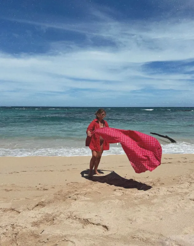 Olympia Etal Wyeth Sarong in Red Check sold by Society Bikini