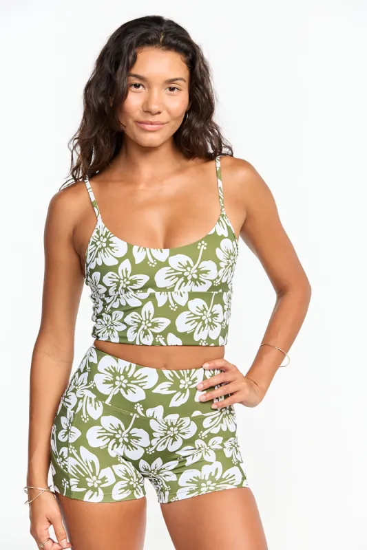 Benoa Swim 2.5" Booty Shorts in Green Batik made by Benoa Swim