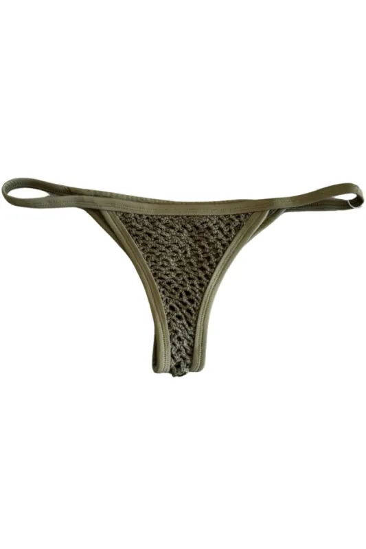 Posh Pua Kainalu Crochet Bottom in Olive sold by Society Bikini
