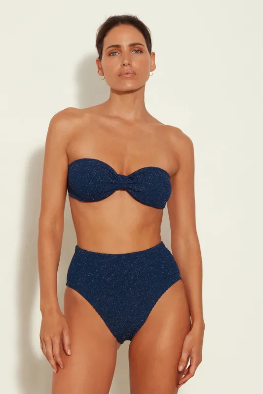 Hunza G Ruby Lurex Bikini in Navy/Silver sold by Society Bikini