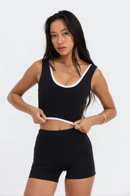 Benoa Active Layered Tank in Black sold by Society Bikini