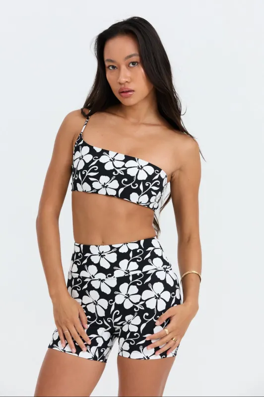 Benoa Active One Shoulder Sports Bra in Pupukea|Black- Last One sold by Society Bikini