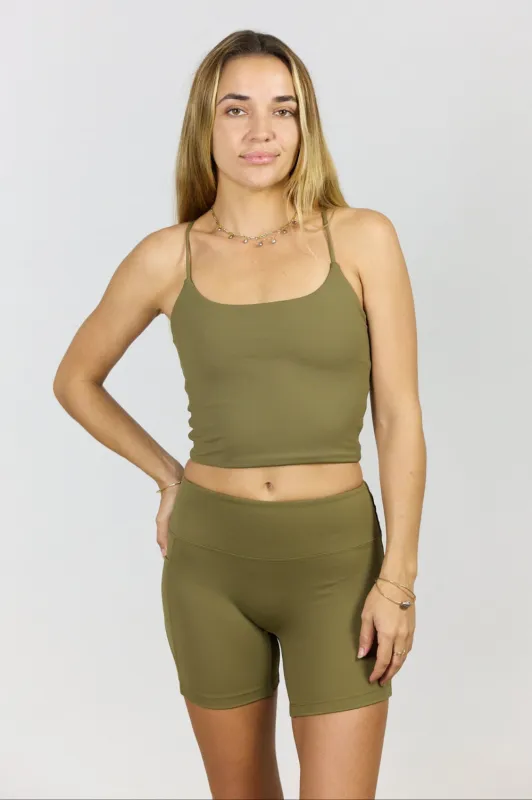 Benoa Active Crossback Tank in Khaki made by Benoa Swim