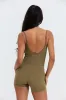 Benoa Active Square Neck Romper 3" in  Khaki sold by Society Bikini