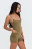 Benoa Active Square Neck Romper 3" in  Khaki sold by Society Bikini