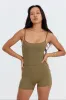 Benoa Active Square Neck Romper 3" in  Khaki sold by Society Bikini