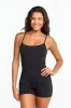 Benoa Active Square Neck Romper 3" in Black sold by Society Bikini