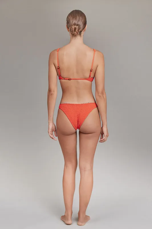 ACACIA Spring 2025 Zuma Shirred Bottom in Saffron sold by Society Bikini