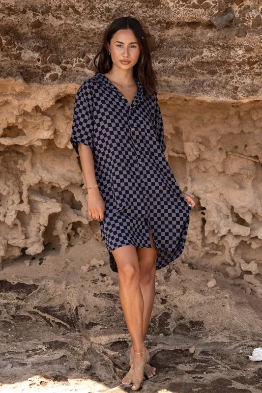 Mai Dylan Dress in Onyx Check- Last One made by Society Bikini