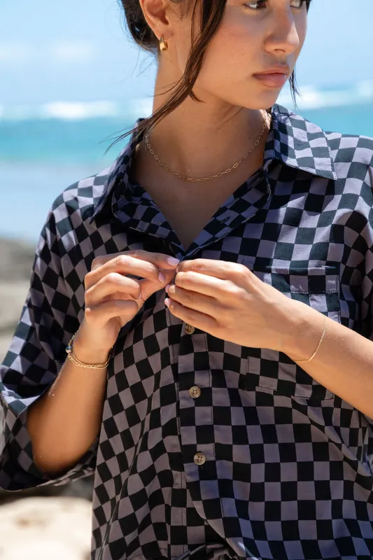 Mai Dylan Top in Onyx Check- Last One made by Society Bikini