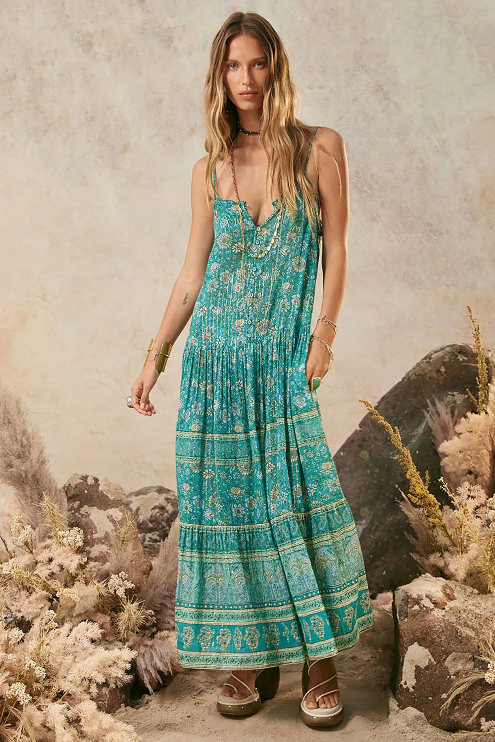 SPELL Elysian Strappy Maxi Dress in Jade sold by Society Bikini product image thumbnail 4