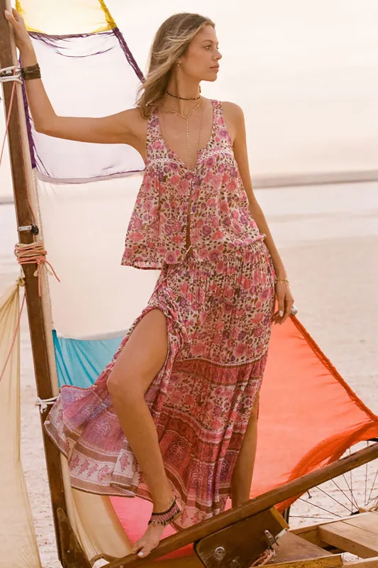 SPELL Elysian Maxi Skirt in Petunia- Last One sold by Society Bikini