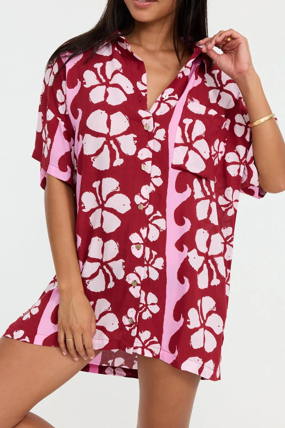 Benoa Swim Aloha Shirt Dress in Papeete sold by Society Bikini product image thumbnail 2