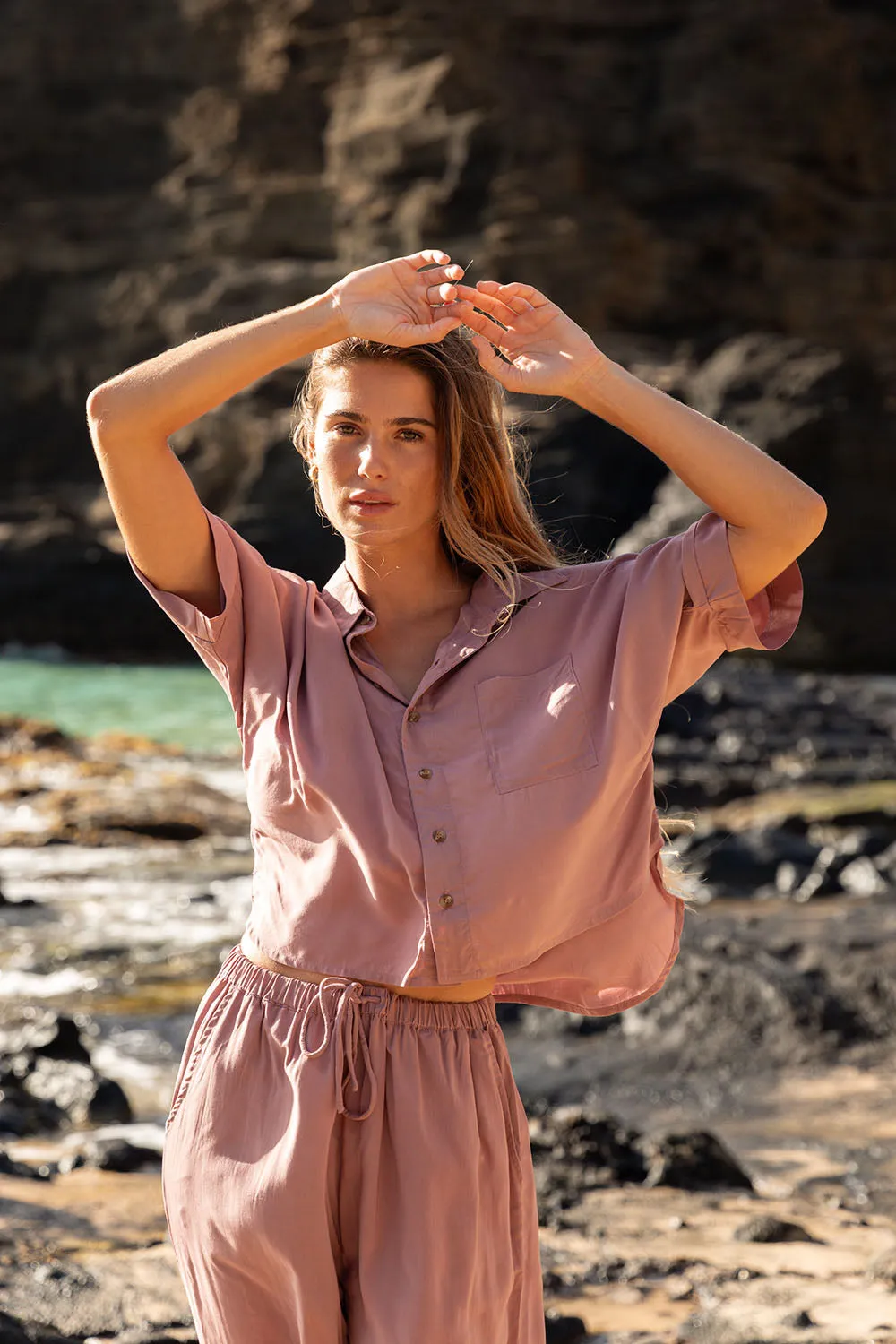 Mai Dylan Crop Top in Rosewood- Last One sold by Society Bikini