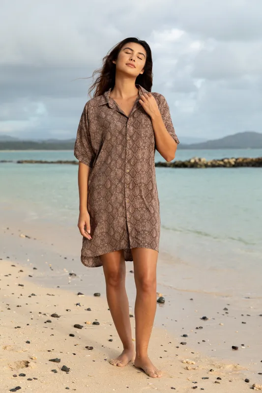 Mai Dylan Dress in Python sold by Society Bikini