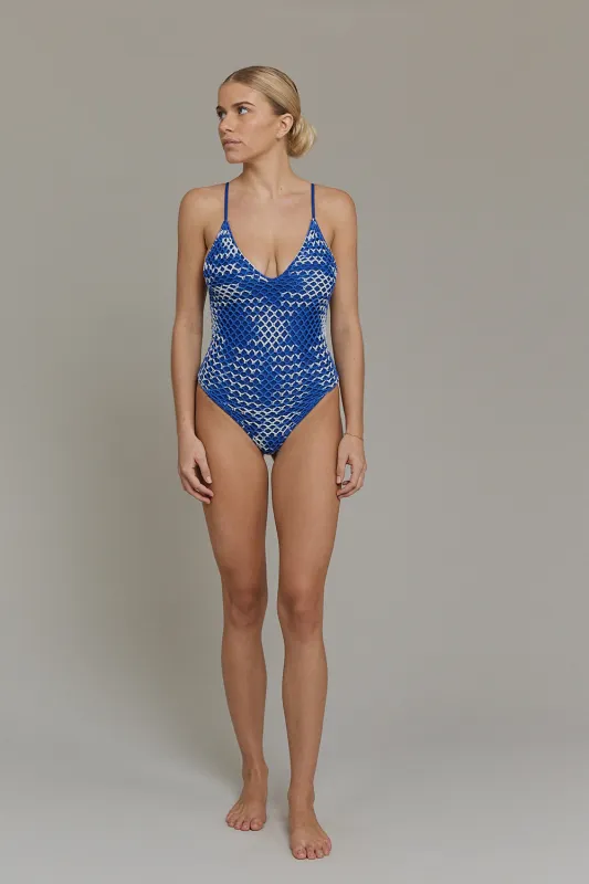 ACACIA Pre-Fall 2025 Clea Crochet One Piece in Black sold by Society Bikini
