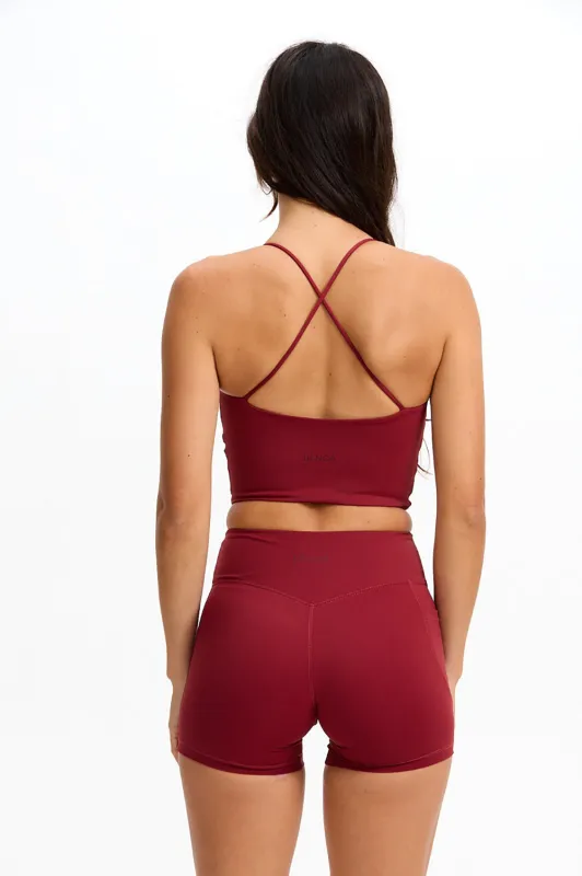 Benoa Active 2.5" Booty Shorts in Cherry sold by Society Bikini