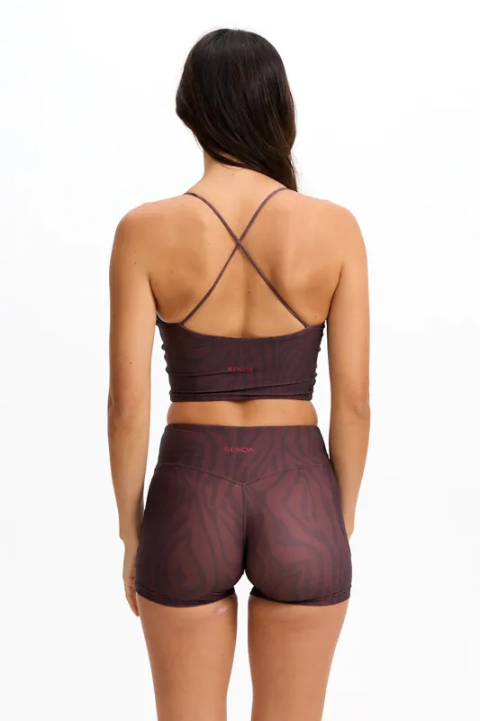 Benoa Active 2.5" Booty Shorts in Chocolate Zebra sold by Society Bikini