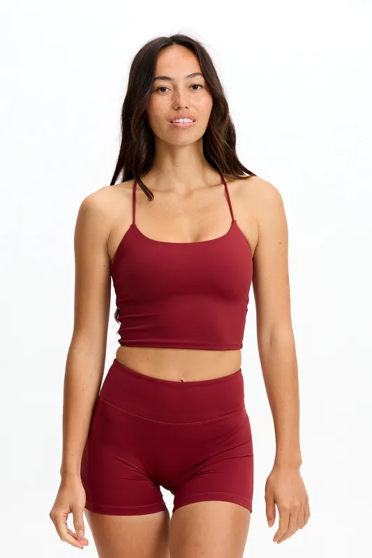 Benoa Active Crossback Tank in Cherry sold by Society Bikini