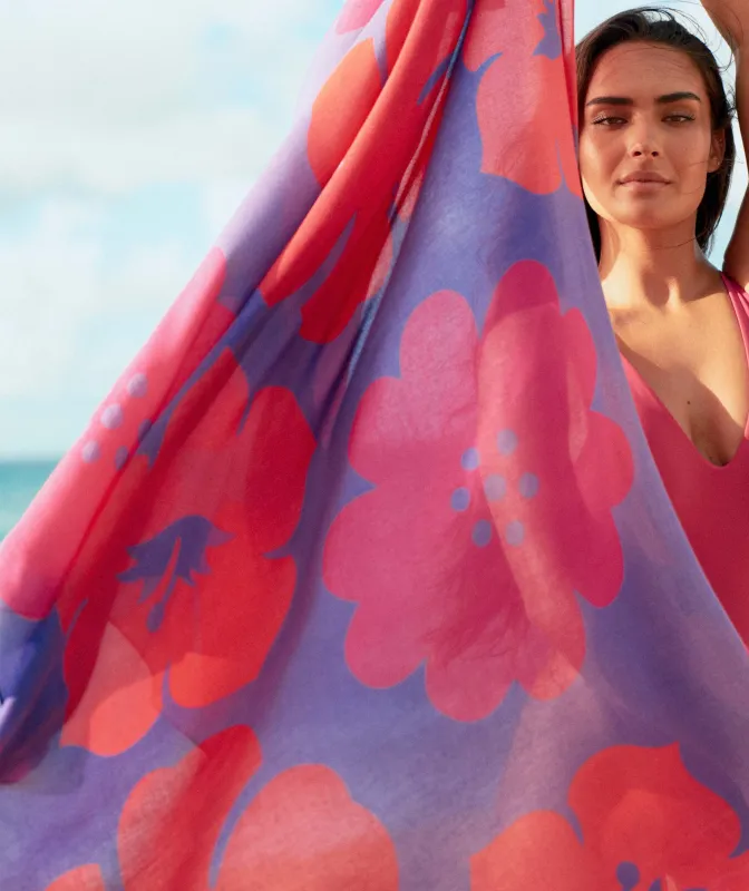 Aloalo Pareo Purple with Hawaiian Airlines sold by Society Bikini