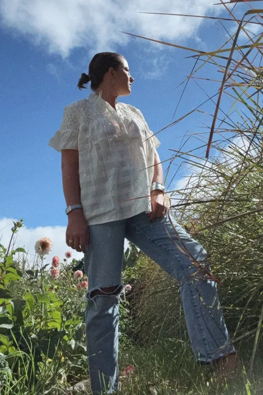 Olympia Etal Nora Top in Natural Check sold by Society Bikini