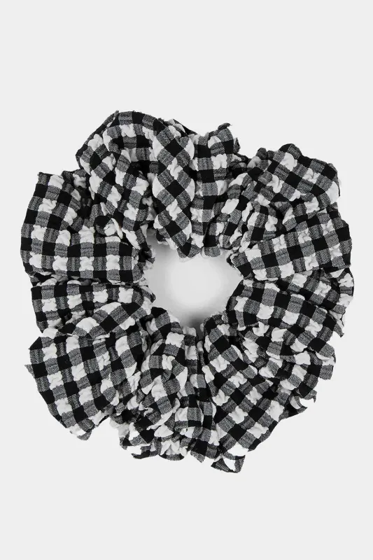 Hunza G Hair Scrunchie in Black Gingham made by Hunza G