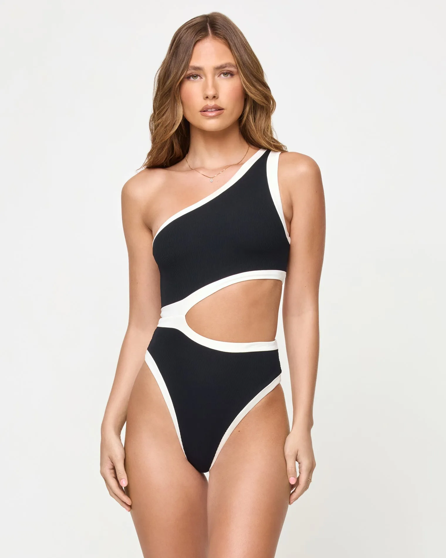 Loren One Piece Swimsuit - Black-Cream sold by Society Bikini product image thumbnail 3