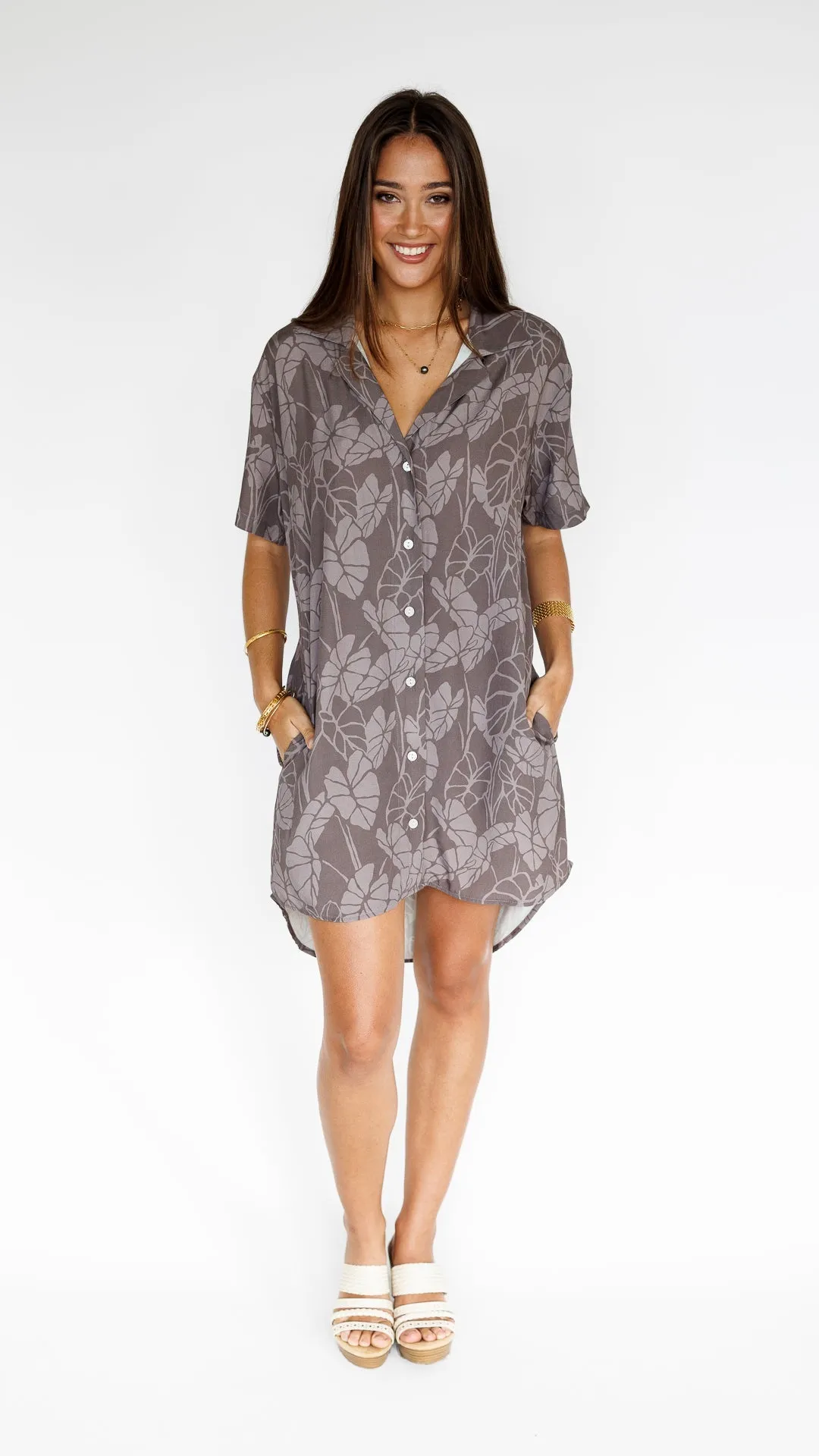 Kalo Patch / Paia Shirt Dress / Earth sold by Society Bikini