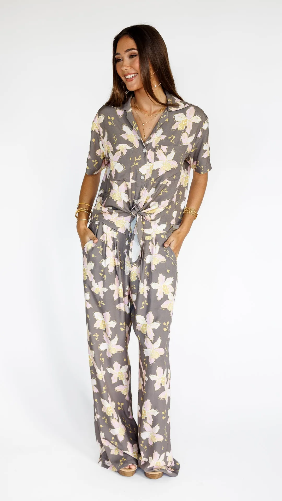 Orchid Blooms / Hele Tie-Top / Coconut Husk sold by Society Bikini product image thumbnail 3