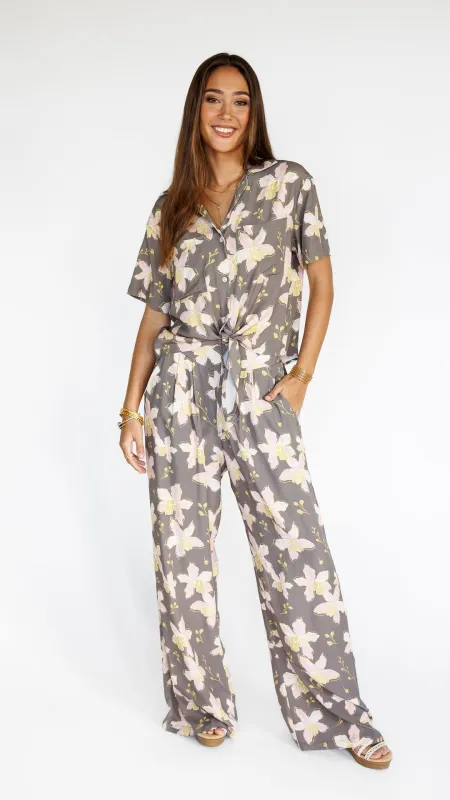 Orchid Blooms / Hele Tie-Top / Coconut Husk sold by Society Bikini