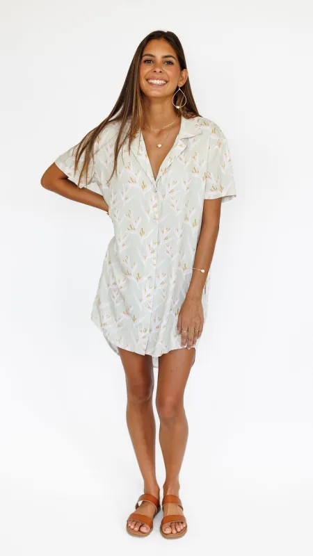 Heliconia / Paia Shirt Dress / Mint sold by Society Bikini