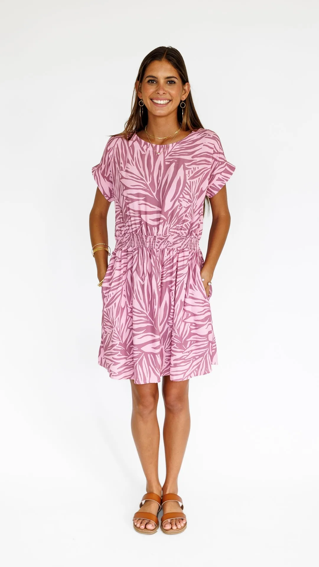 Pretty In Palms / Malia Mini Dress / Misty Mauve sold by Society Bikini product image thumbnail 2