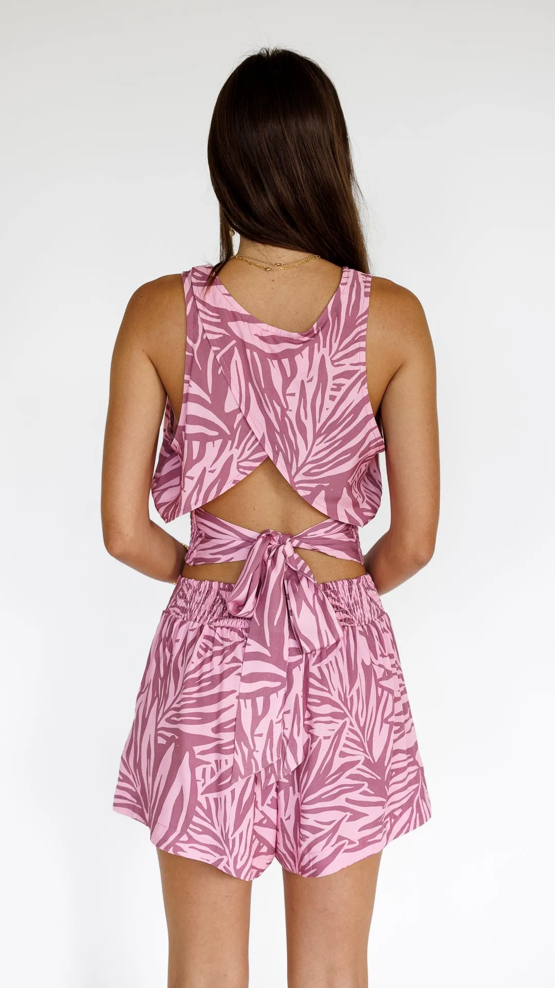 Pretty In Palms / Hoku Tie-Back Top / Misty Mauve sold by Society Bikini product image thumbnail 2