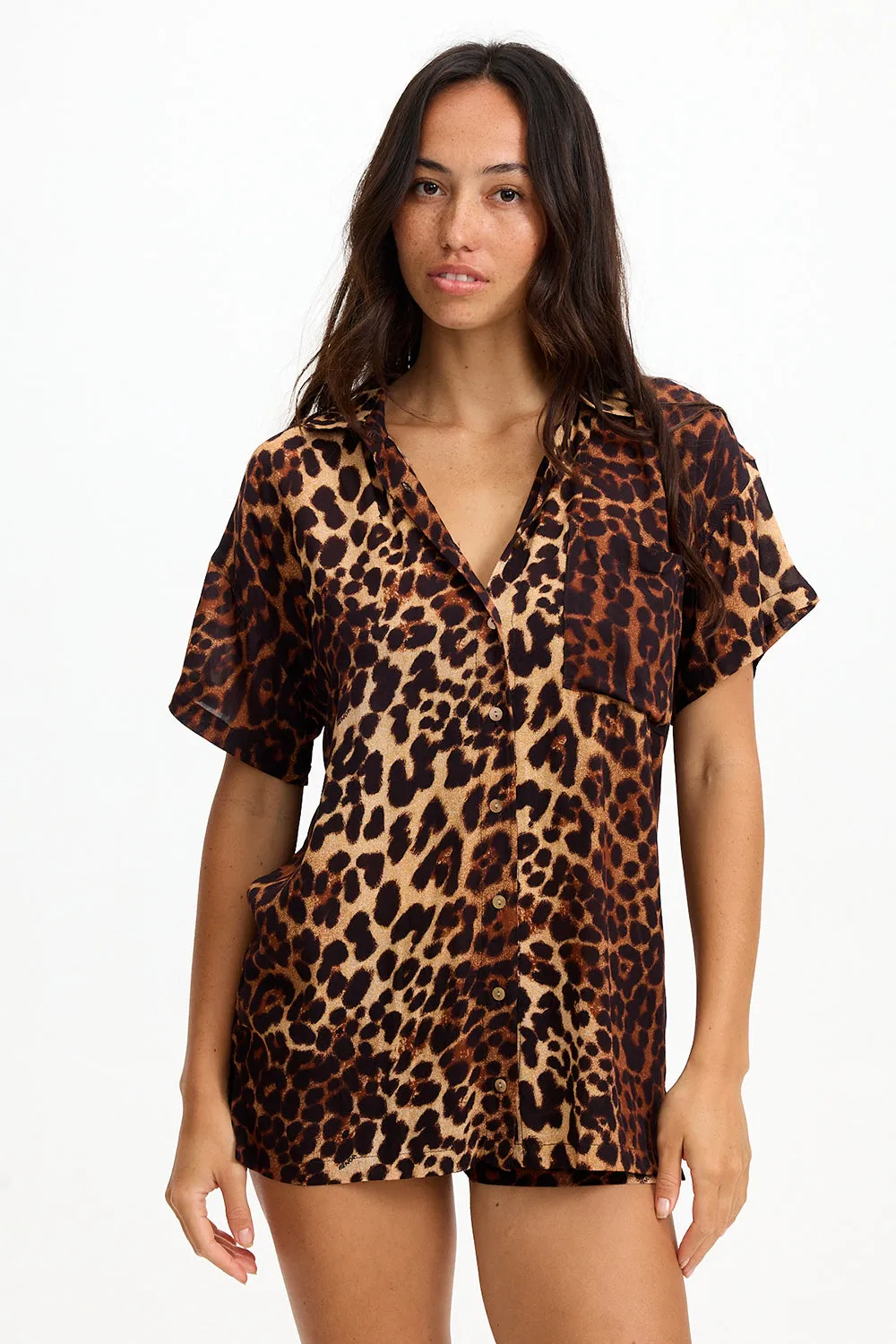 Benoa Swim Aloha Shirt Dress in Sahara sold by Society Bikini