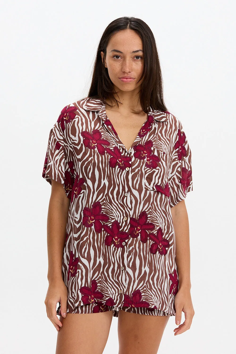Benoa Swim Aloha Shirt Dress in Diva sold by Society Bikini