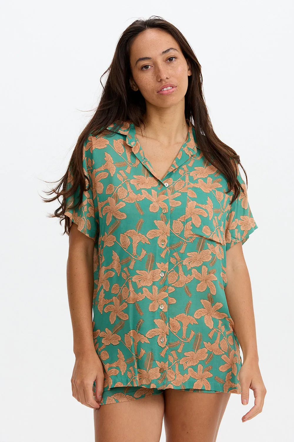 Benoa Swim Aloha Shirt Dress in Tropics sold by Society Bikini