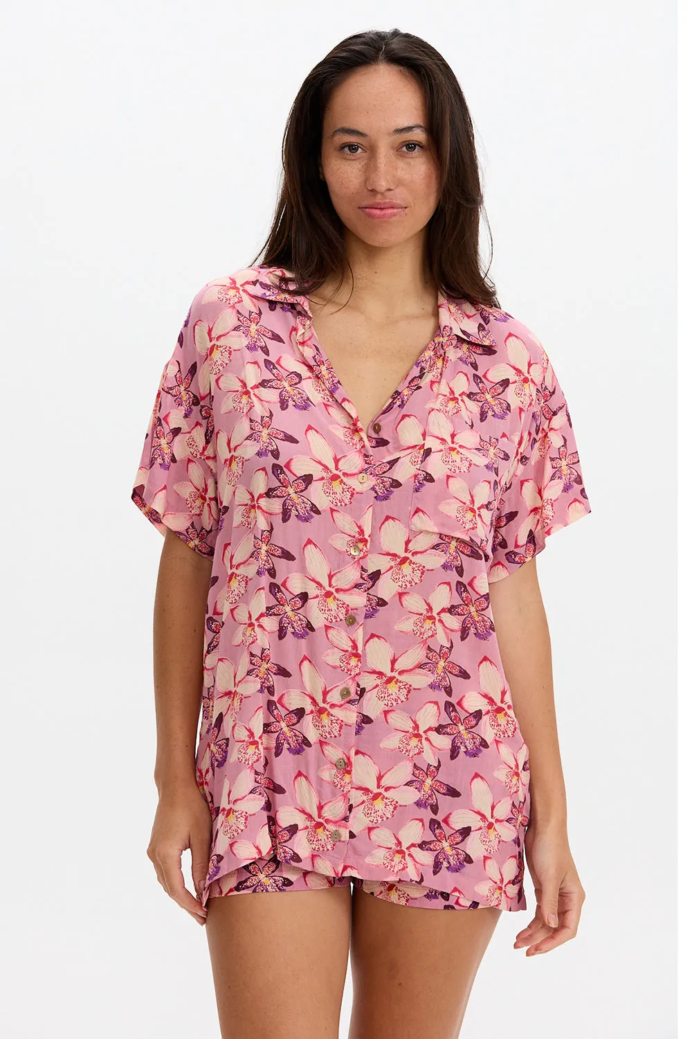 Benoa Swim Aloha Shirt Dress in Bloom sold by Society Bikini