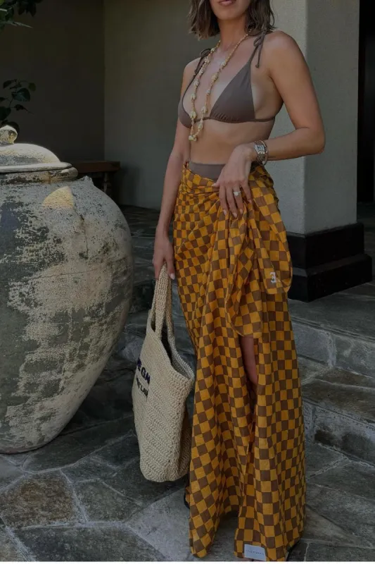 Olympia Etal Wyeth Sarong in Mango Check- Last One sold by Society Bikini
