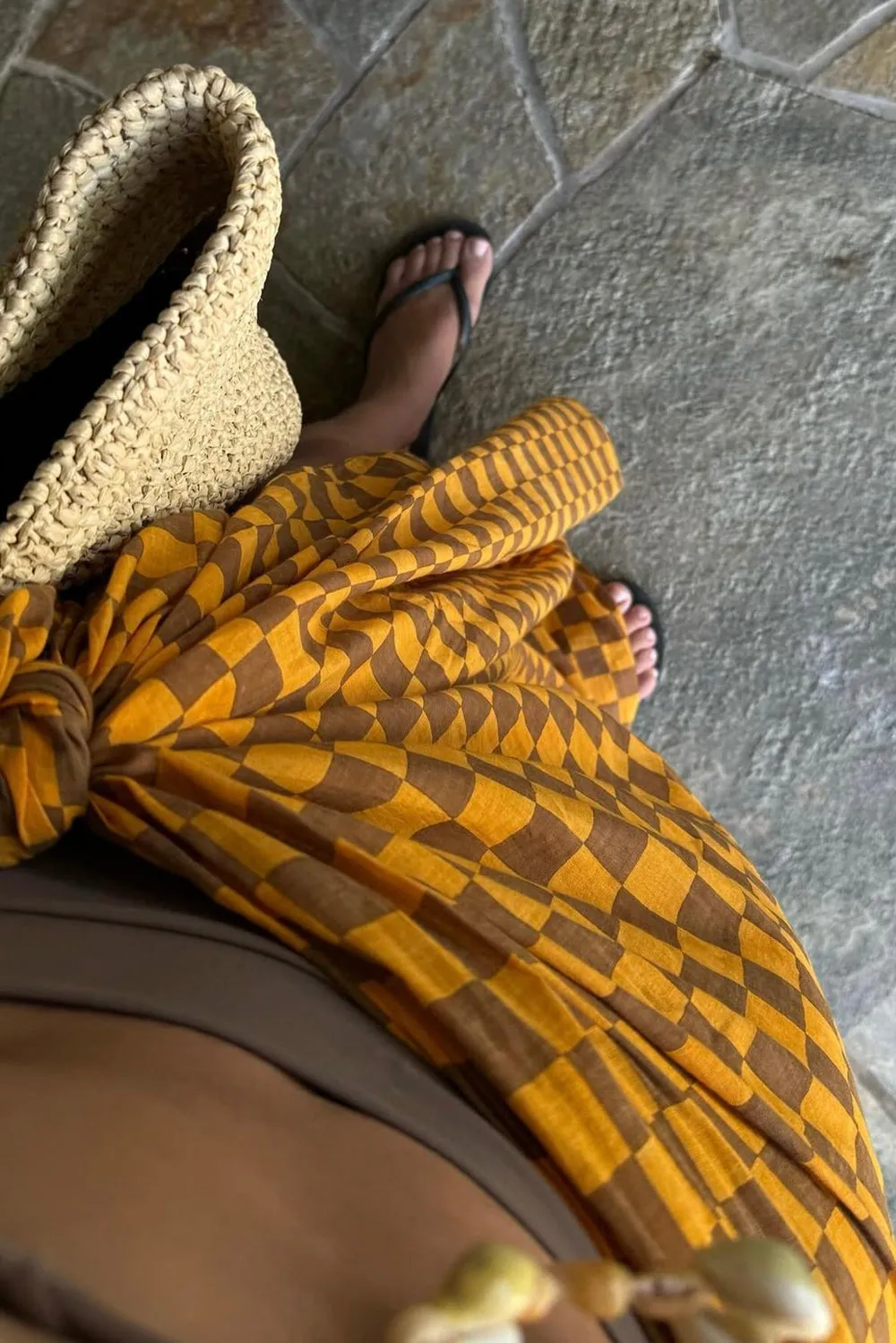 Olympia Etal Wyeth Sarong in Mango Check sold by Society Bikini product image thumbnail 3