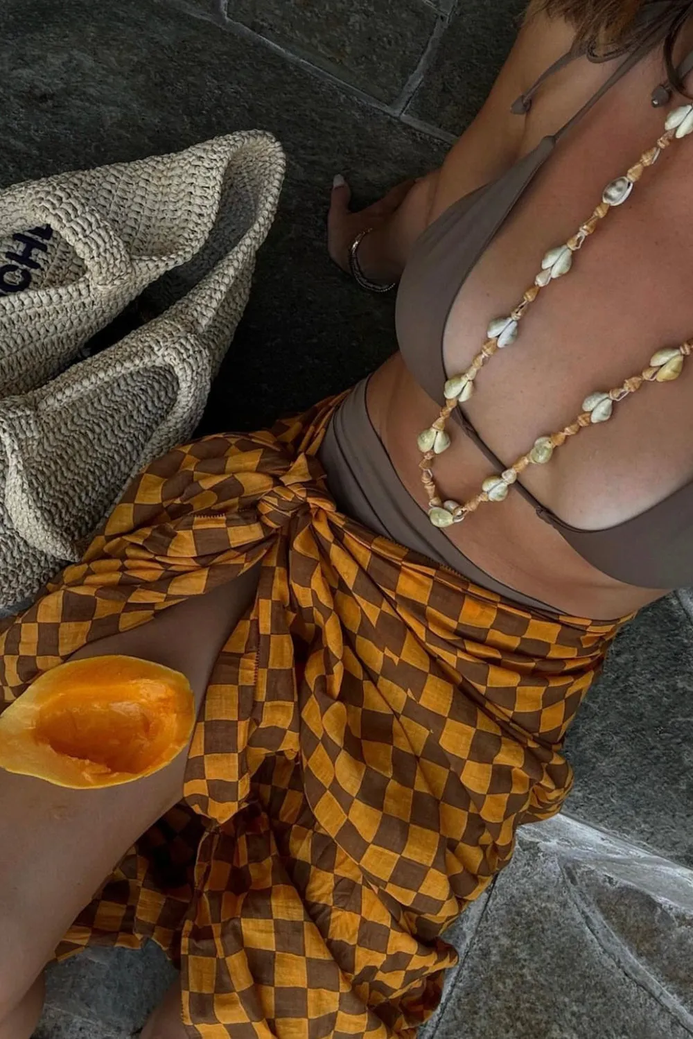 Olympia Etal Wyeth Sarong in Mango Check sold by Society Bikini product image thumbnail 2