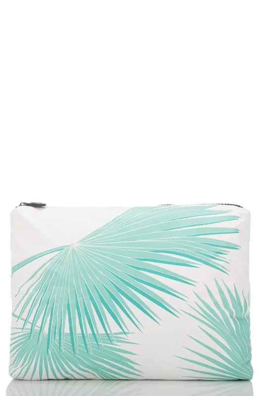 ALOHA Collection Mid Tropical Fan Palms Pouch in Pool sold by Society Bikini