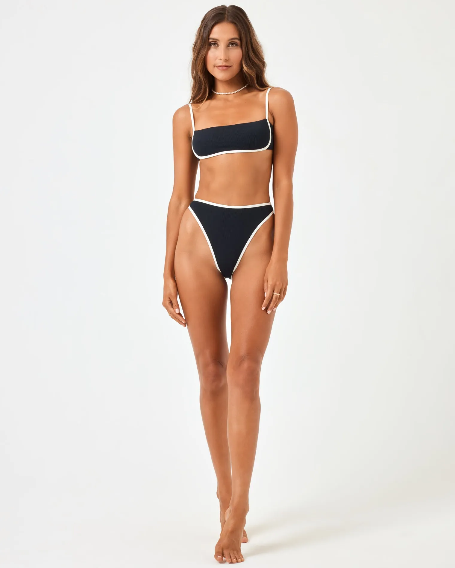 Ribbed Nora Bikini Bottom - Black-Cream sold by Society Bikini product image thumbnail 3