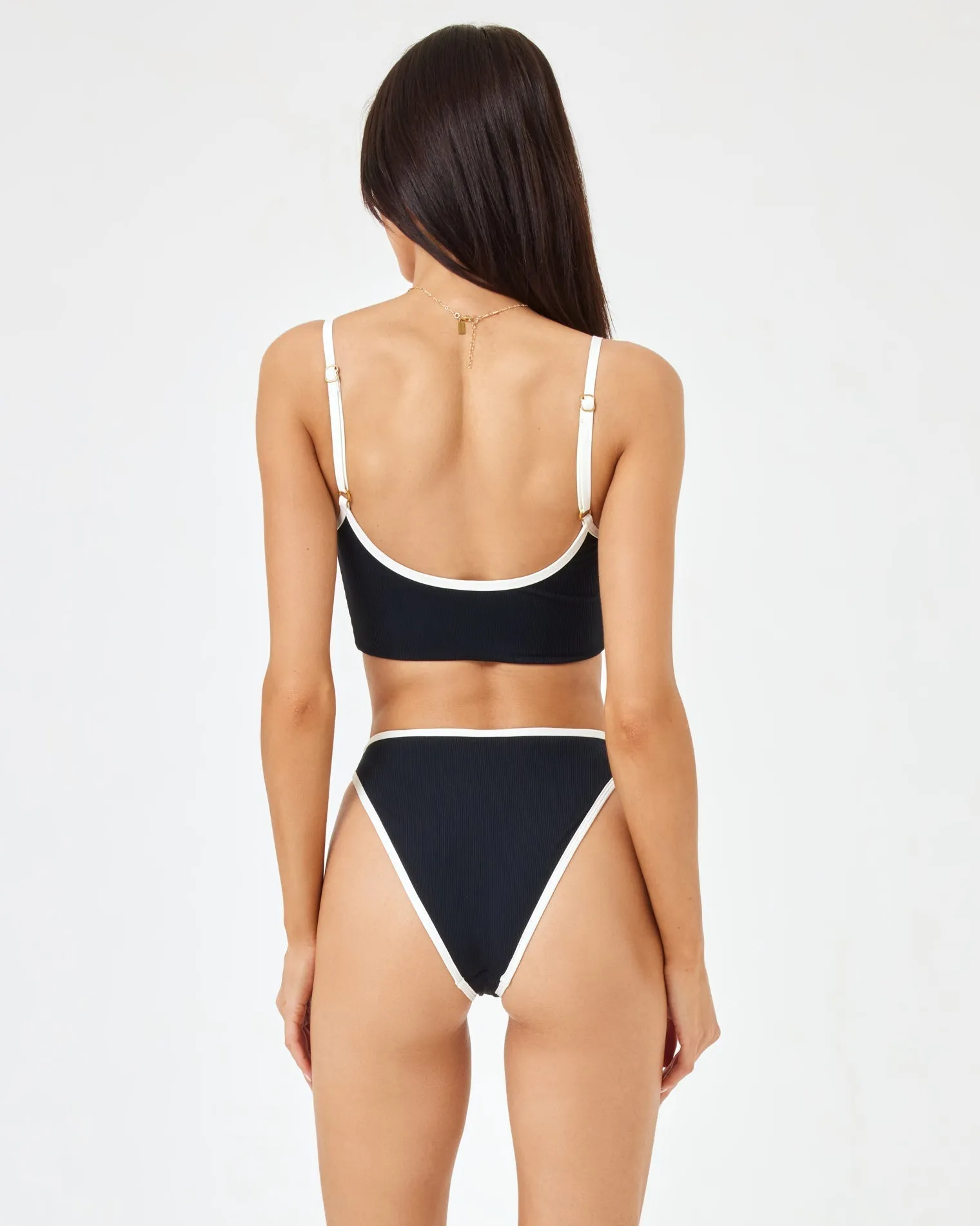 Ribbed Nora Bikini Bottom - Black-Cream sold by Society Bikini product image thumbnail 4
