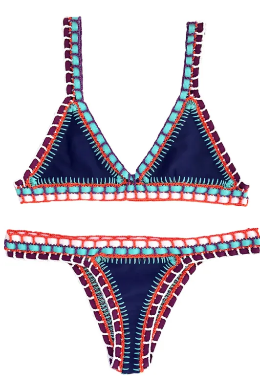 Coccoloba Swim Crochet Top in Navy sold by Society Bikini