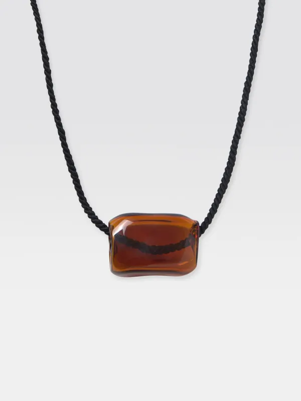 Glass Brown Cube Necklace made by Gimaguas