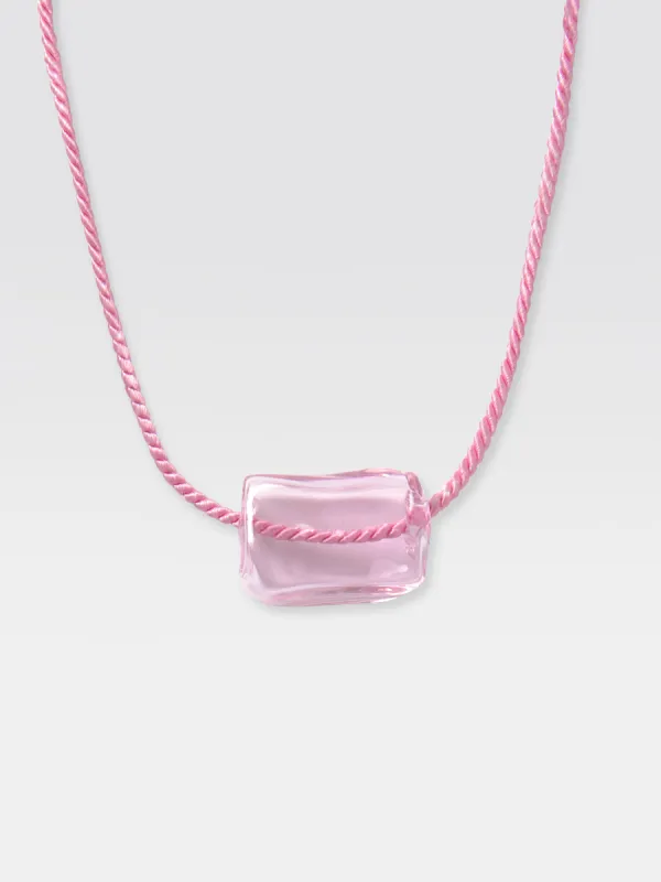 Glass Pink Cube Necklace sold by Gimaguas